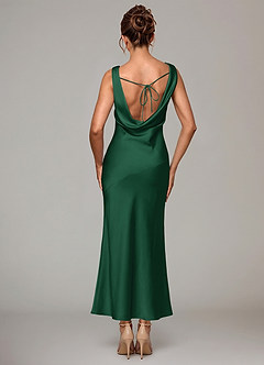 Azazie Rylina 신부 들러리 드레스 인어 주름진 스트레치 새틴 발목 길이 드레스 image6