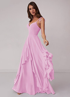 Barbie ♥ Azazie Bridesmaid Dresses V-neck Chiffon Tiered A-line Dress image3