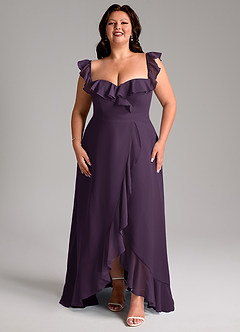Azazie Lyra Bridesmaid Dresses Plum A-Line Chiffon Convertible Dress image15