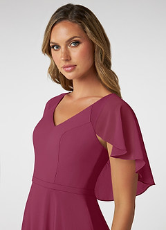 Azazie Jamie Bridesmaid Dresses Mulberry A-Line Chiffon Dress image6