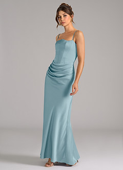 Azazie Debby Bridesmaid Dresses Moody Blue Mermaid Strapless Stretch Satin Convertible Dress image6