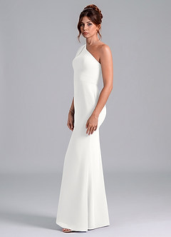 Azazie Rinna Bridesmaid Dresses White Mermaid One Shoulder Chiffon Dress image4