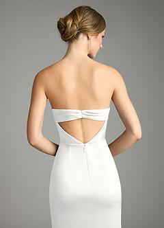 Azazie Leonis Brautjungfernkleider Wandelbar Meerjungfrau-Linie Plissee Stretch-Satin Kleid Weiß image7