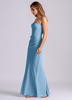 Azazie Debby Bridesmaid Dresses Steel Blue Mermaid Strapless Chiffon Dress image4