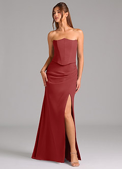 Azazie Jenine Bridesmaid Dresses Rust Mermaid Strapless Chiffon Dress image5
