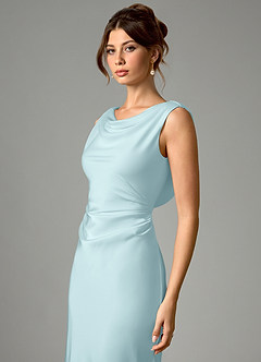Azazie Kieryn Brautjungfernkleider Meerjungfrau-Linie Plissee Stretch-Satin Kleid Wolke Blau image4