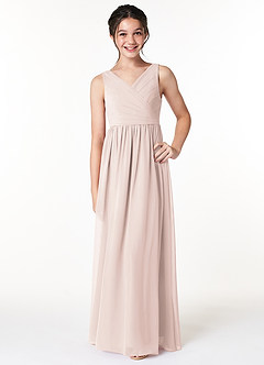 Azazie Sawyer Junior Rose Petal A-Line Pleated Chiffon Dress image1