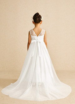 Azazie Tay Flower Girl Dresses Ivory A-Line Sequins Tulle Dress image2