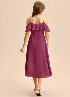 Azazie Kamilla Junior Abito A-Line in Chiffon a Spalla Scoperta Gelso image2