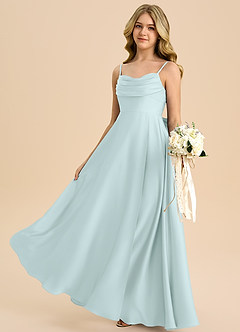 Azazie Bear Junior Sea Glass A-Line Sweetheart Neckline Stretch Satin Dress image5