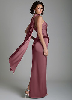 Azazie Harlow Vestidos de damas de honor Vestido Rosa Del Desierto de Satén Elástico de Corte Recto con Corsé image9