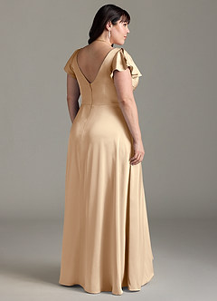 Azazie Omari Robes de demoiselle d'honneur Robe Trapèze en Satin extensible Champagne image8