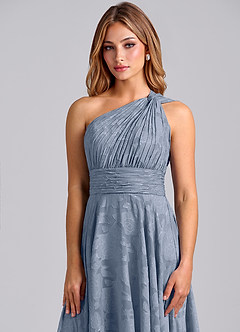 Azazie Charlize Brautjungfernkleider A-Linie One-Shoulder Blumen-Burnout Kleid Staubblau image6