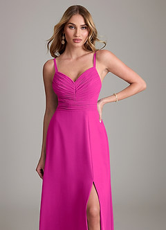 Azazie Terese Bridesmaid Dresses Fuchsia A-Line Pleated Chiffon Dress image5