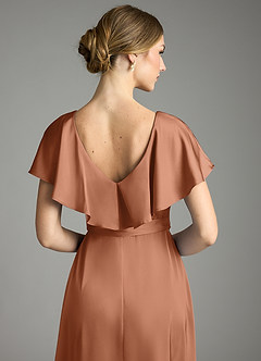 Azazie Lainey Bridesmaid Dresses Bronzer A-Line with Pockets Stretch Satin Dress image2