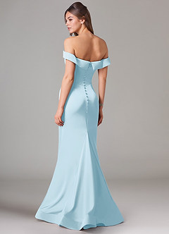 Azazie Everly Bridesmaid Dresses Sky Blue Mermaid Off the Shoulder Stretch Satin Convertible Dress image5