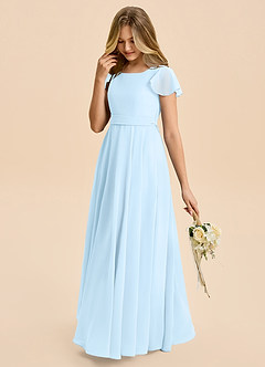 Azazie Cady Junior Sky Blue A-Line Pleated Chiffon Dress image5