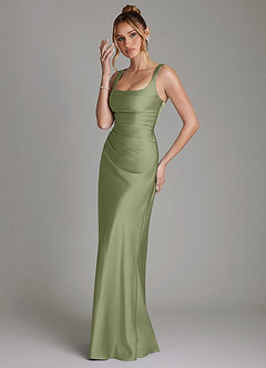 Azazie Agustina Bridesmaid Dresses Garden Sage Mermaid Corset Stretch Satin Dress image5