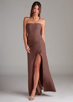 Azazie Leonis Bridesmaid Dresses Espresso Sheath Strapless Chiffon Convertible Dress image7