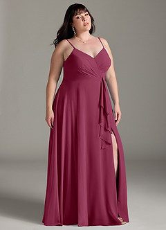 Azazie Akita Brautjungfernkleider A-Linie Chiffon Kleid Maulbeerrot image7