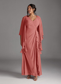 Azazie Manuella Mère de la mariée Robes Robe Trapèze en Mousseline de soie Col V plissé Antique Rose image12