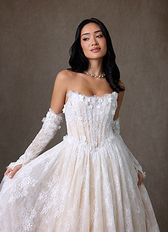 Azazie Vanessa Robes de mariée Robe Princesse en Dentelle Sans bretelles Diamant Blanc Champagne image3