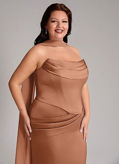 Azazie Sorrel Vestidos de damas de honor Vestido de Bronceador de Satén Elástico de Corte Sirena Convertible con Sin tirantes image10