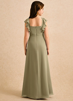 Azazie Soso Girls Formal Blomsterpigekjoler A-Line Plisseret Chiffon Gulv-længde Kjole image2