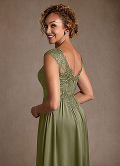 Azazie Amethyst Mother of the Bride Dresses Pistachio A-Line Lace Dress image7