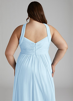 Azazie Hillian Bridesmaid Dresses Sky Blue A-Line Halter Pleated Mesh Dress image9