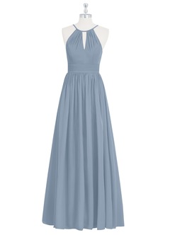Azazie Cherish Bridesmaid Dresses Dusty Blue A-Line Pleated Chiffon Dress image6