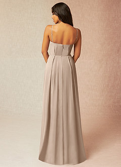 Azazie Kyedae Bridesmaid Dresses Taupe A-Line V-Neck Pleated Chiffon Dress image2