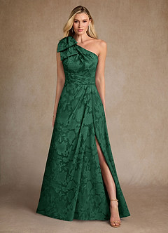 Azazie Easton Mother of the Bride Dresses Dark Green Ball-Gown One Shoulder Floral Burnout Dress image1