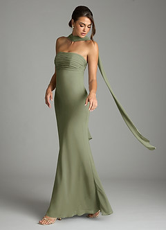 Azazie Saylor Bridesmaid Dresses Pistachio Mermaid Strapless Chiffon Dress image8