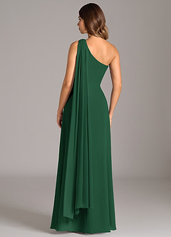 Azazie Tella Kleider zum Anprobieren zu Hause A-Linie One-Shoulder Chiffon Kleid Dunkelgrün image6