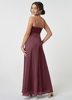 Azazie Sonya Junior Sangria A-Line Lace Chiffon Dress image4