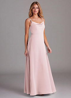 Azazie Daenerys Bridesmaid Dresses Blushing Pink A-Line Cowl Chiffon Dress image5