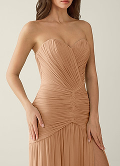 Blairen Nude Robe de bal en tulle froncée à la main image6