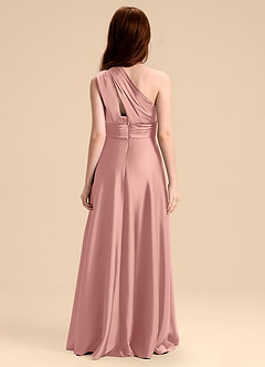 Azazie Charlize Junior Robe Trapèze en Satin extensible Plissée Rosette image2