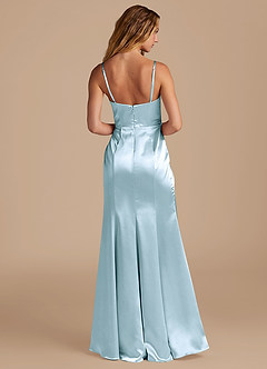 Azazie Marzia Robes de demoiselle d'honneur Robe Sirène en Satiné métallisé Plissée Bleu Ciel image5