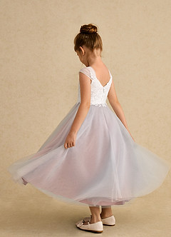 Azazie Momo Flower Girl Dresses Ivory Rosette A-Line Lace Dress image4