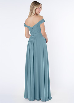Azazie Audrianna Jurken voor bruidsmeisjes Converteerbaar Jurk van Chiffon met A-Lijn Off-the-shoulder verzameld Mystiek Blauw image4