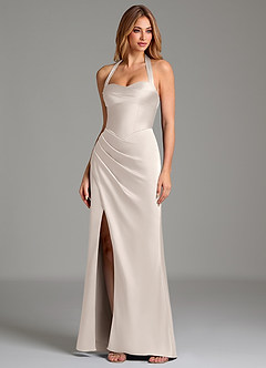 Azazie Serenity Brautjungfernkleider Meerjungfrau-Linie Herzausschnitt Stretch-Satin Kleid Alabaster Weiß image4