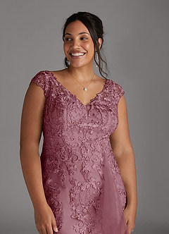 Azazie Melena Mother of the Bride Dresses Vintage Mauve Mermaid Lace Tulle Dress image9