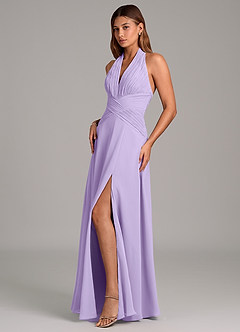 Azazie Elizabeth Brautjungfernkleider A-Linie Plissee Chiffon Kleid Flieder image4