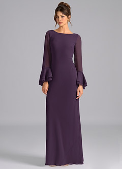 Azazie Leone Bridesmaid Dresses Plum Mermaid Corset Chiffon Dress image5