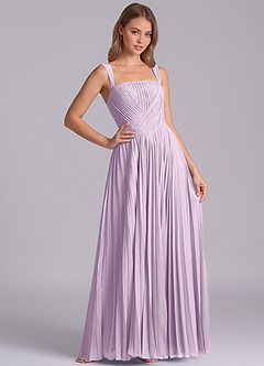 Azazie Mina Final Sale Frosted Lilac A-Line Pleated Chiffon Dress image6