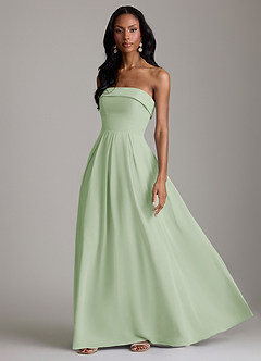 Azazie Lucienne Bridesmaid Dresses Dusty Sage A-Line Strapless Chiffon Convertible Dress image5