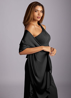 front Azazie Aleena Stretch Satin Shawl