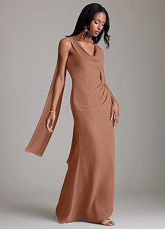 Azazie Linelle Bridesmaid Dresses Bronzer Mermaid Pleated Chiffon Dress image8